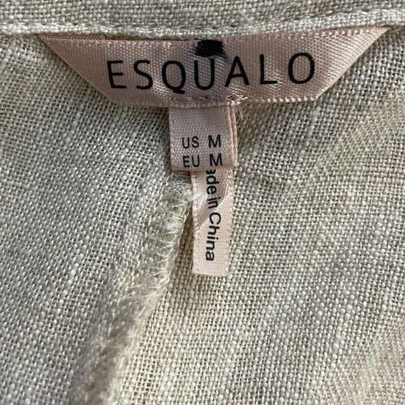 Esqualo Linen Boxy Oversized Fit Button Down Shirt Size M Woven Linen Beach - Picture 10 of 11